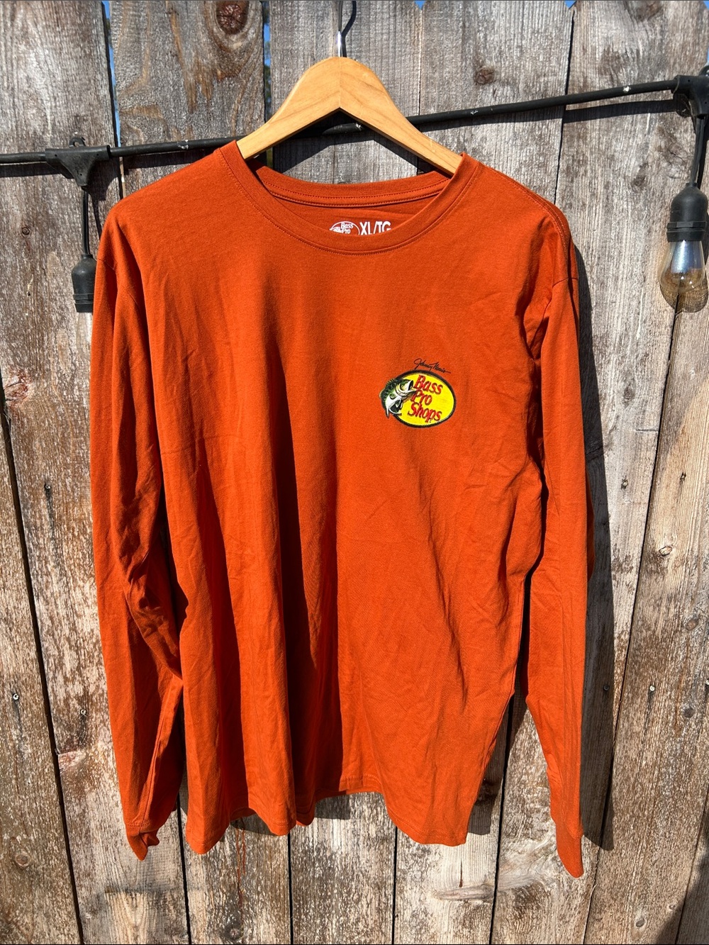 Bass Pro Shops Long Sleeve Tee in Rust Orange with Chest Logo